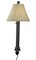 Umbrella Table Lamp 19777 with 2" black tube body and stone all-weather wicker shade